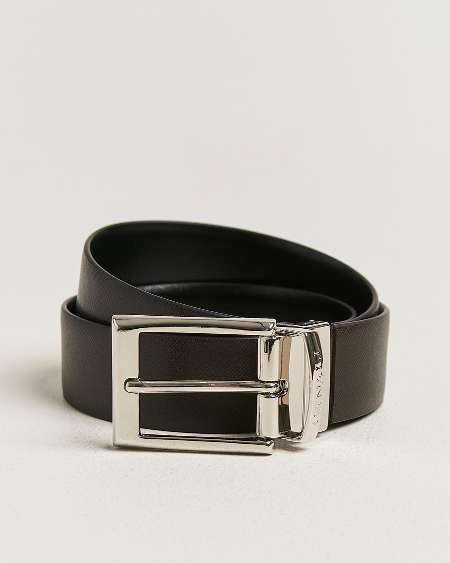 Mies | Vyöt | Canali | Reversible Saffiano Belt Black/Brown