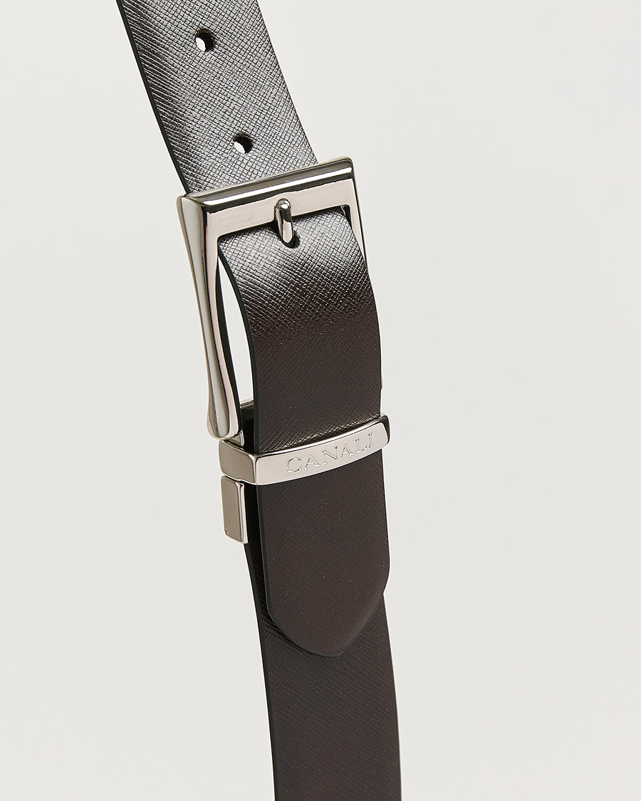 Mies | Vyöt | Canali | Reversible Saffiano Belt Black/Brown