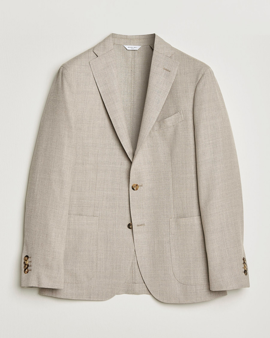 Mies | Pikkutakit | Boglioli | K Jacket Wool Hopsack Blazer Light Beige