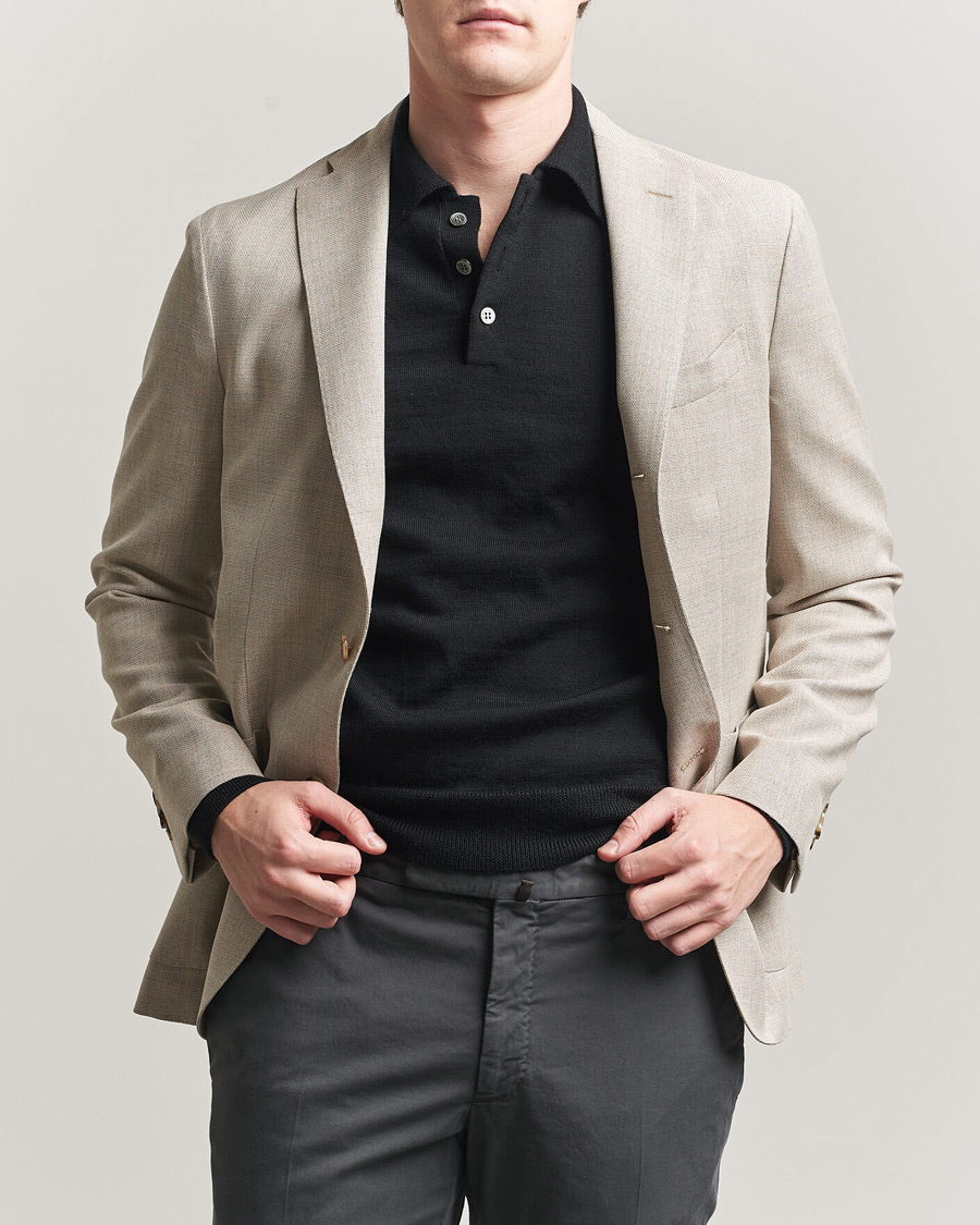 Mies | Pikkutakit | Boglioli | K Jacket Wool Hopsack Blazer Light Beige