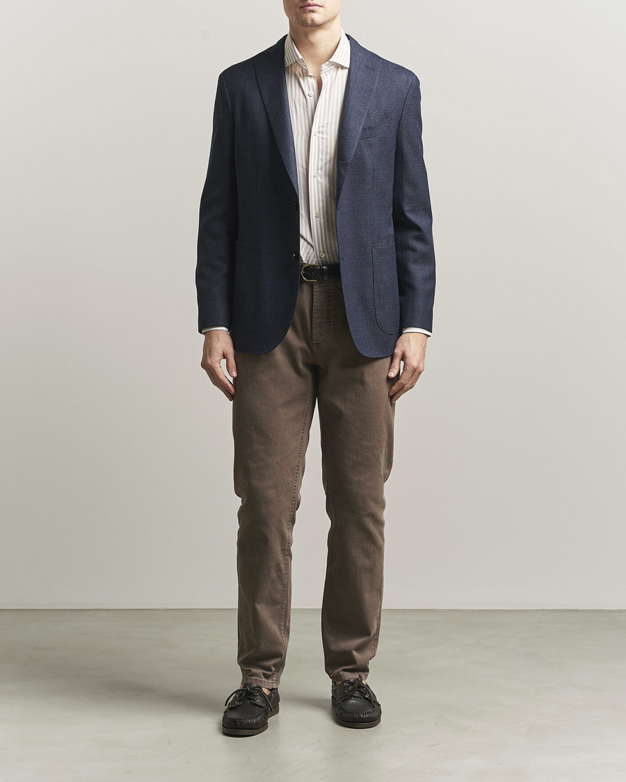 Mies | Pikkutakit | Boglioli | K Jacket Wool Hopsack Blazer Dark Blue