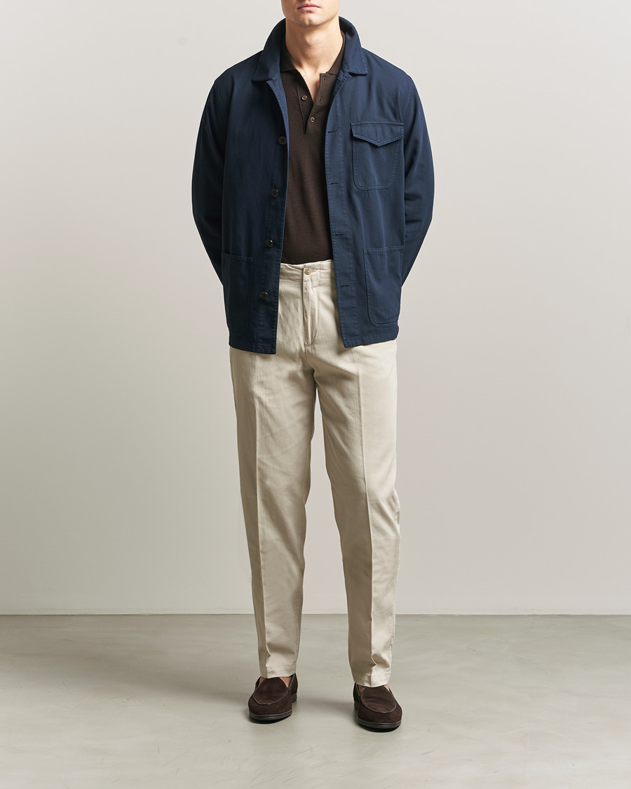 Mies | Takit | Boglioli | Cotton Gabardine Work Jacket Navy