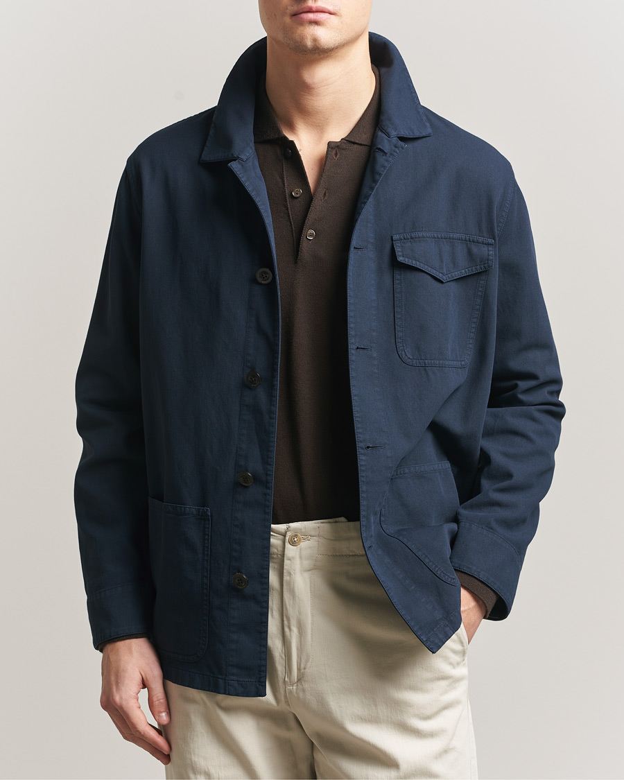 Mies | Takit | Boglioli | Cotton Gabardine Work Jacket Navy