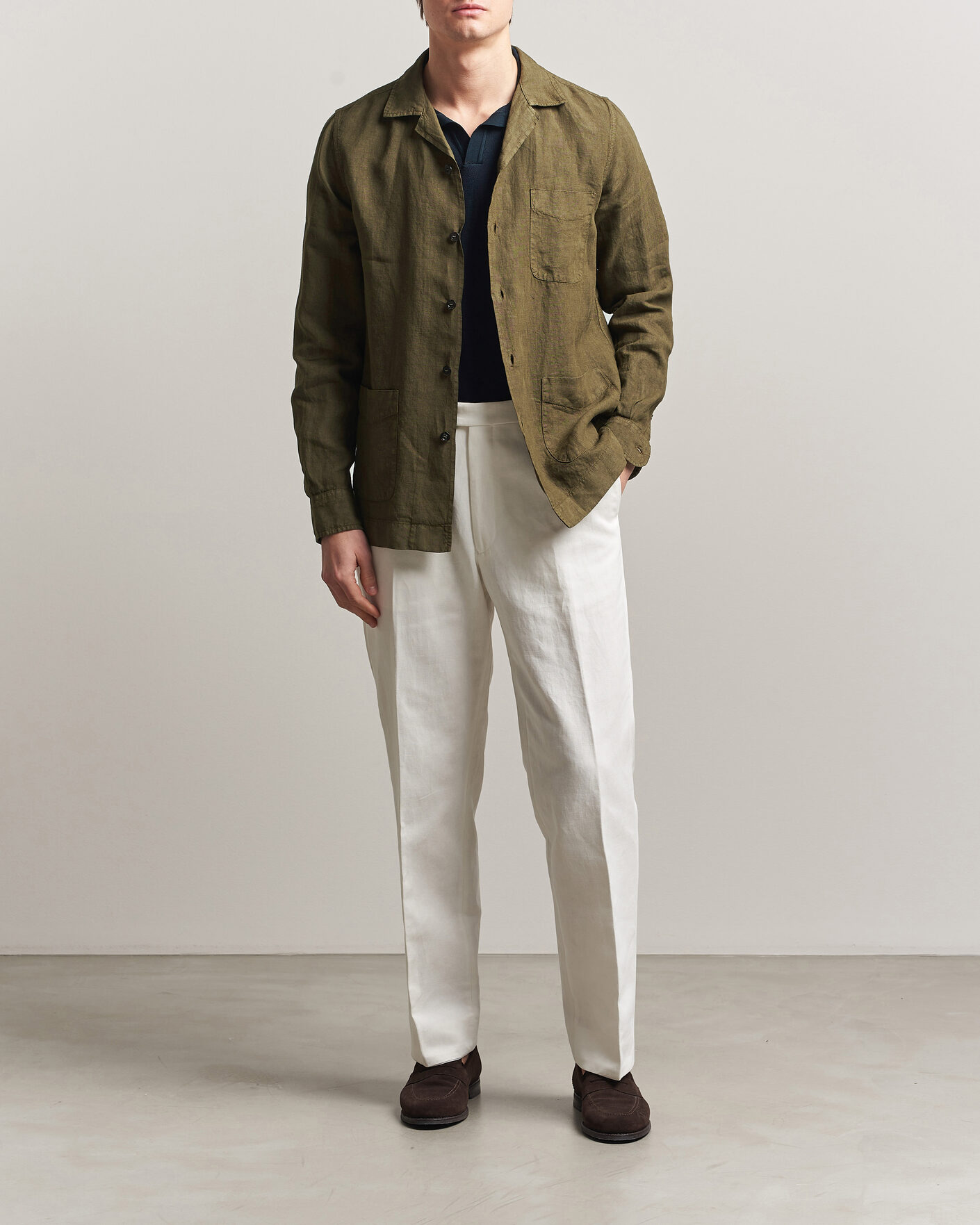 Mies | Takit | Boglioli | Linen Painter Jacket Military
