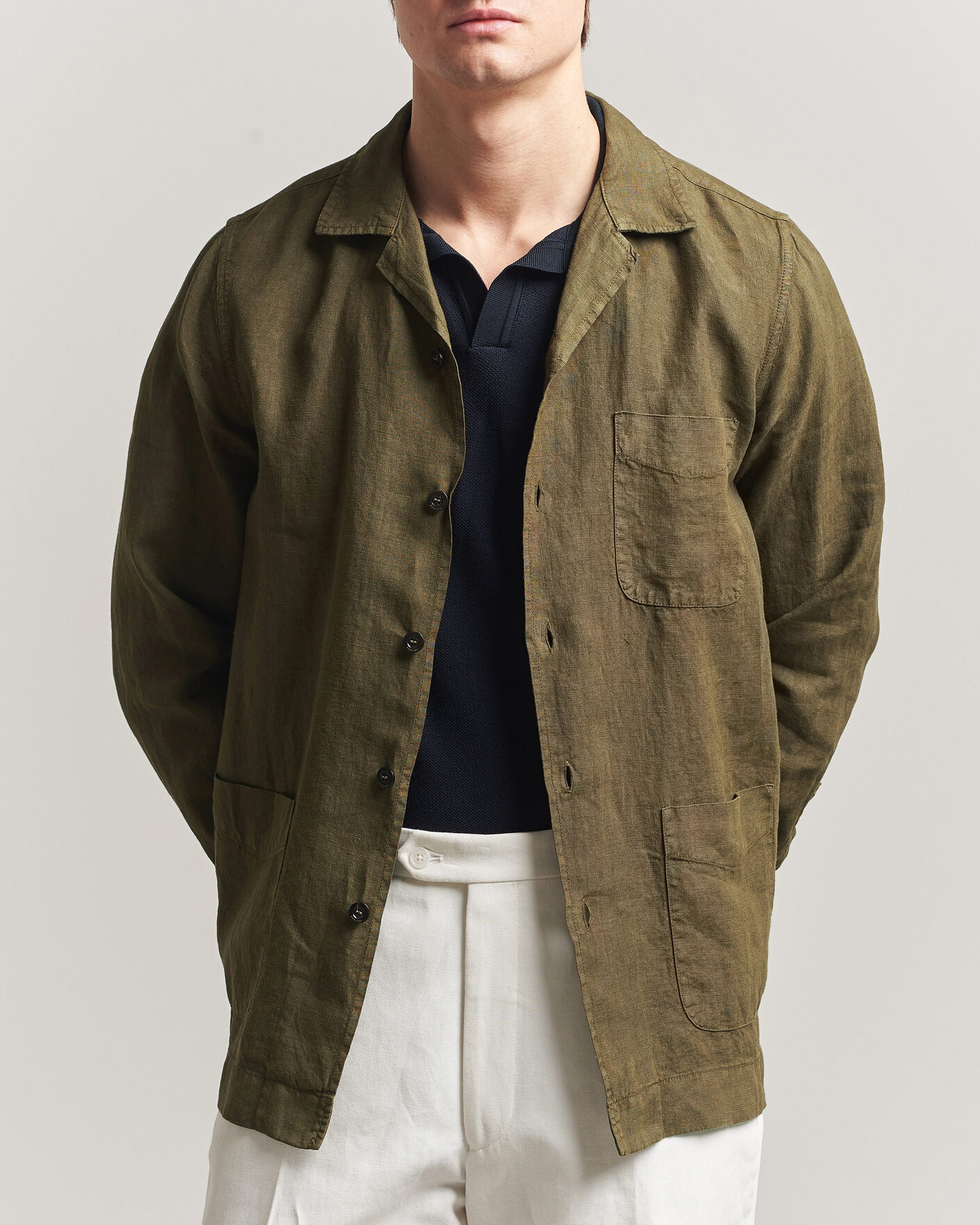 Mies | Takit | Boglioli | Linen Painter Jacket Military