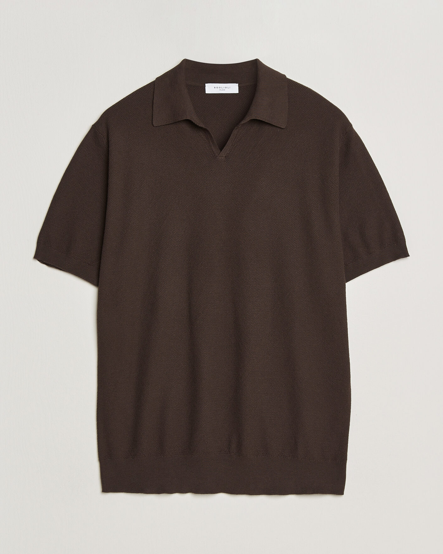 Mies | Pikeet | Boglioli | Short Sleeve Polo Piquet Brown