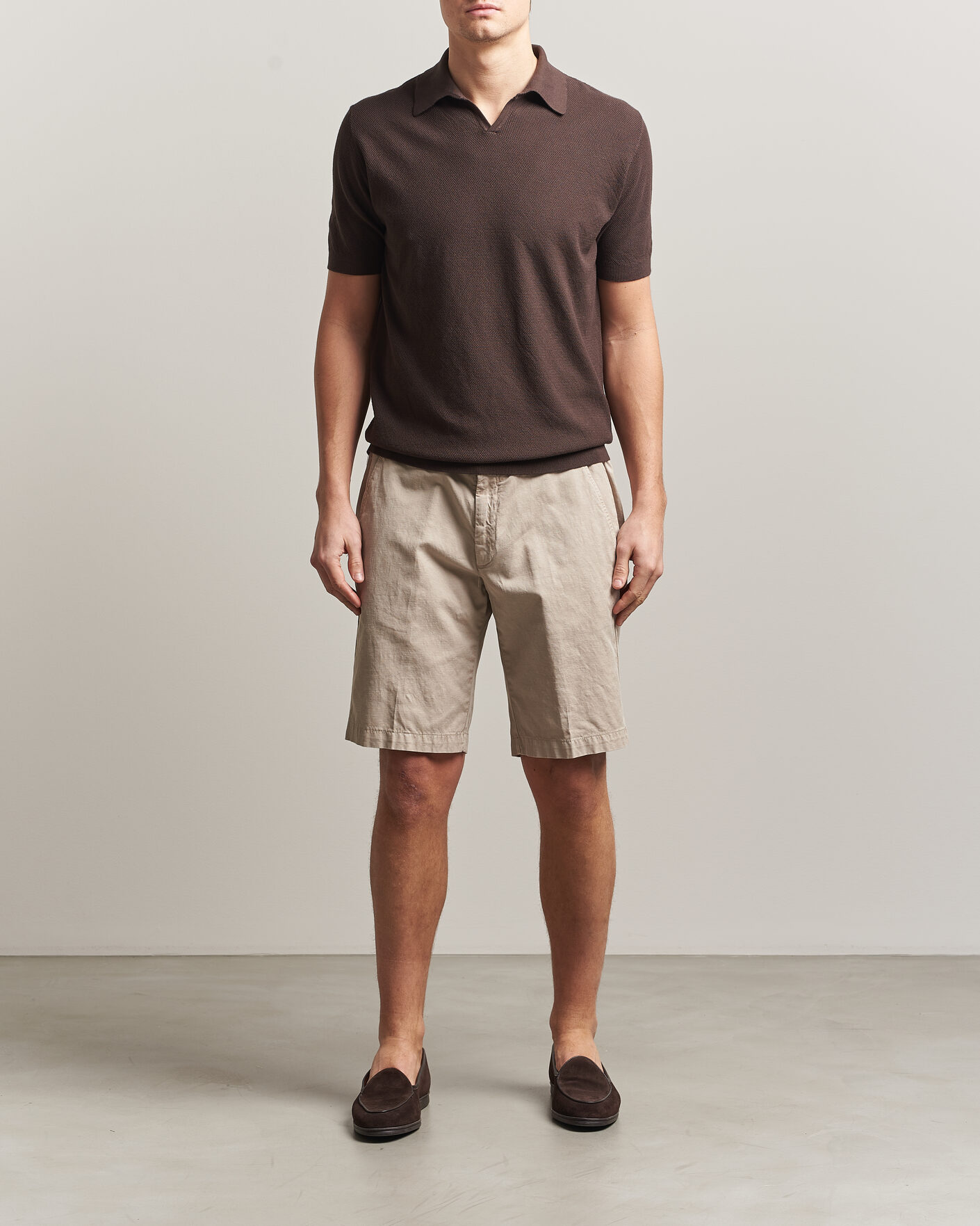 Mies | Pikeet | Boglioli | Short Sleeve Polo Piquet Brown