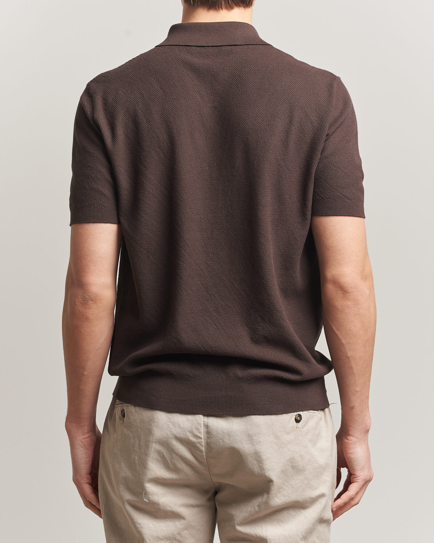 Mies | Pikeet | Boglioli | Short Sleeve Polo Piquet Brown