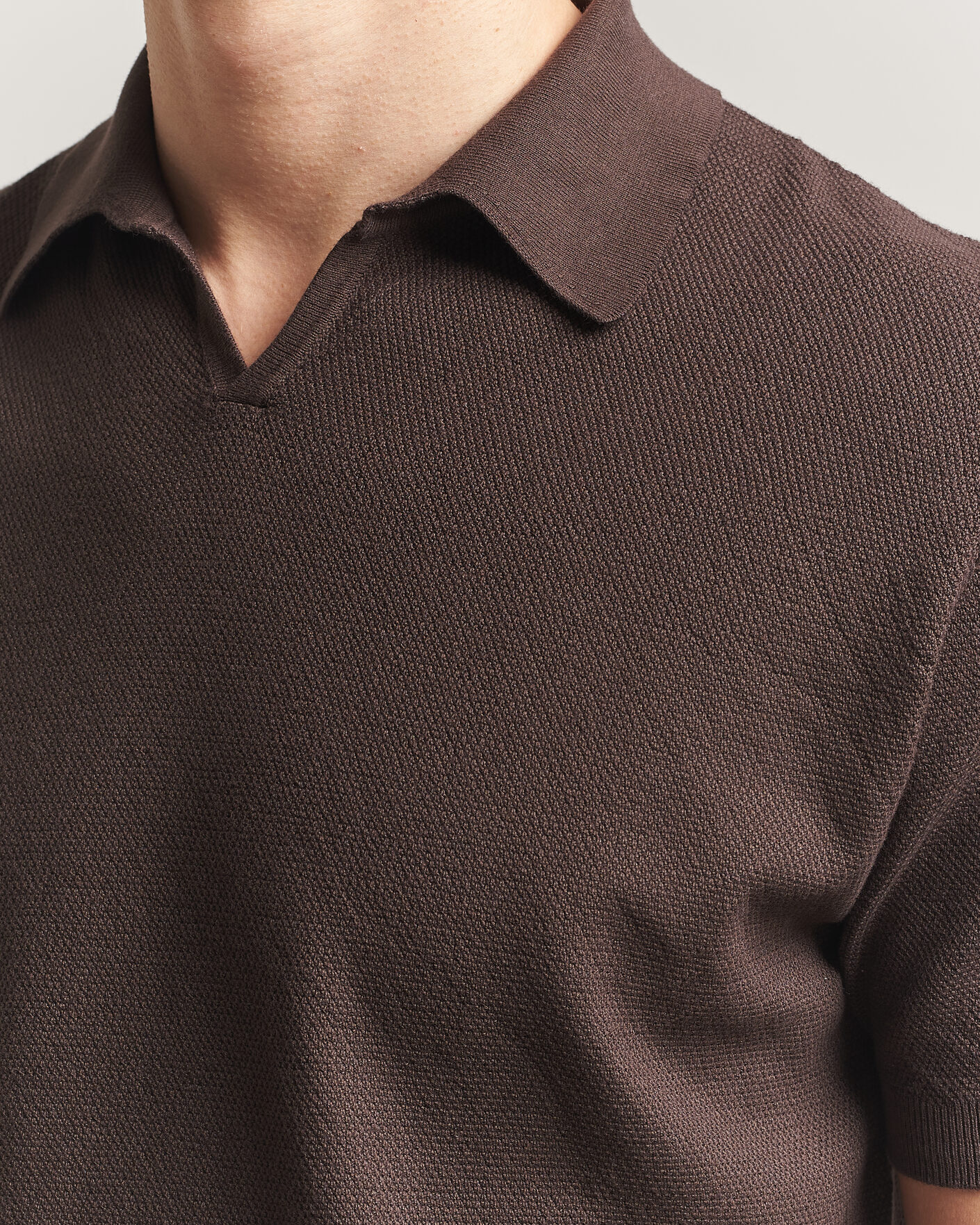 Mies | Pikeet | Boglioli | Short Sleeve Polo Piquet Brown