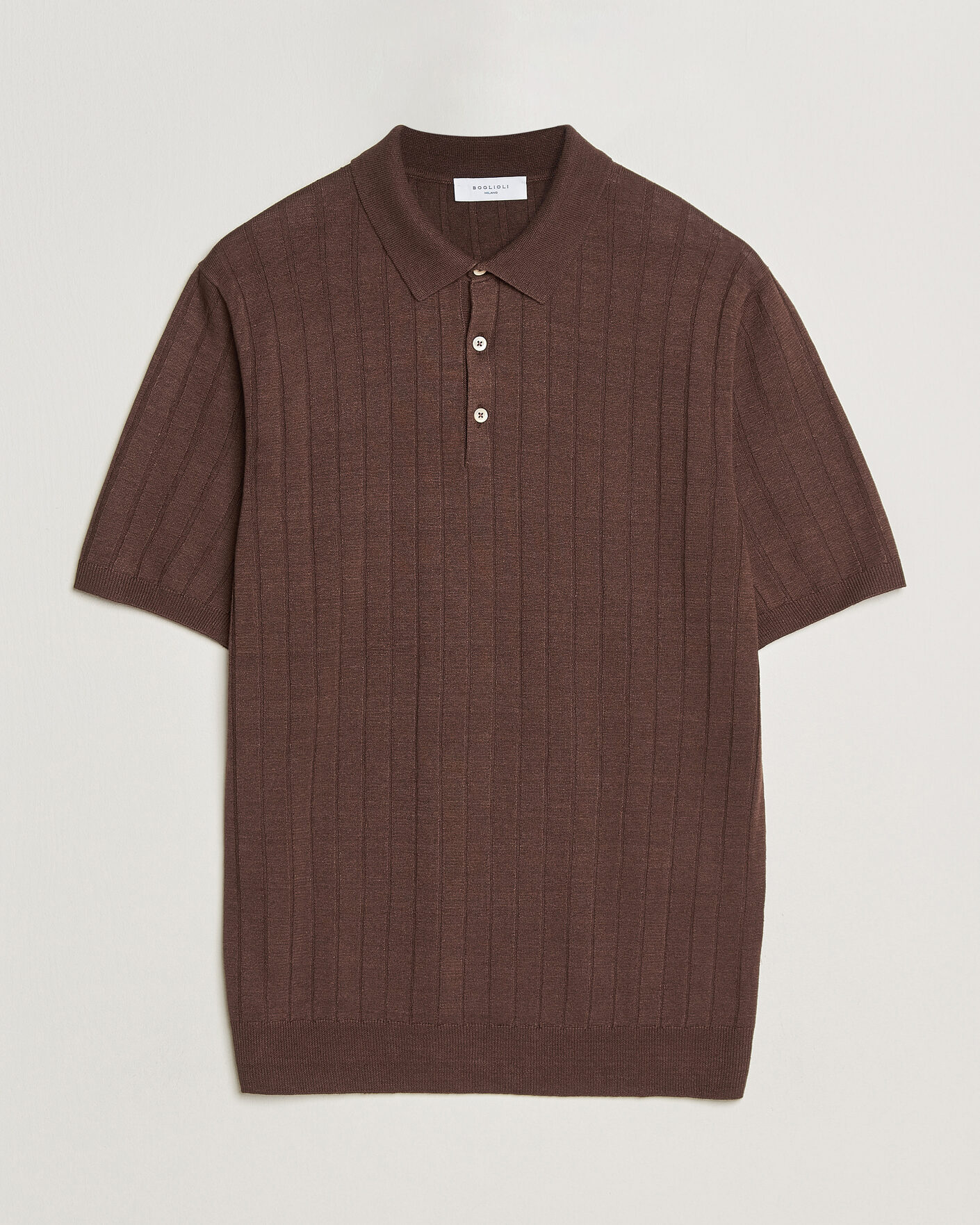 Mies | Pikeet | Boglioli | Short Sleeve Knitted Rib Polo Brown