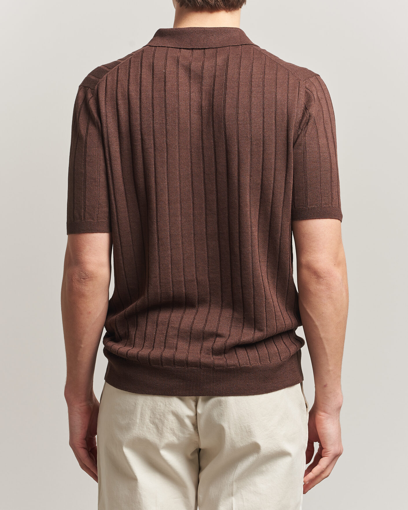 Mies | Pikeet | Boglioli | Short Sleeve Knitted Rib Polo Brown