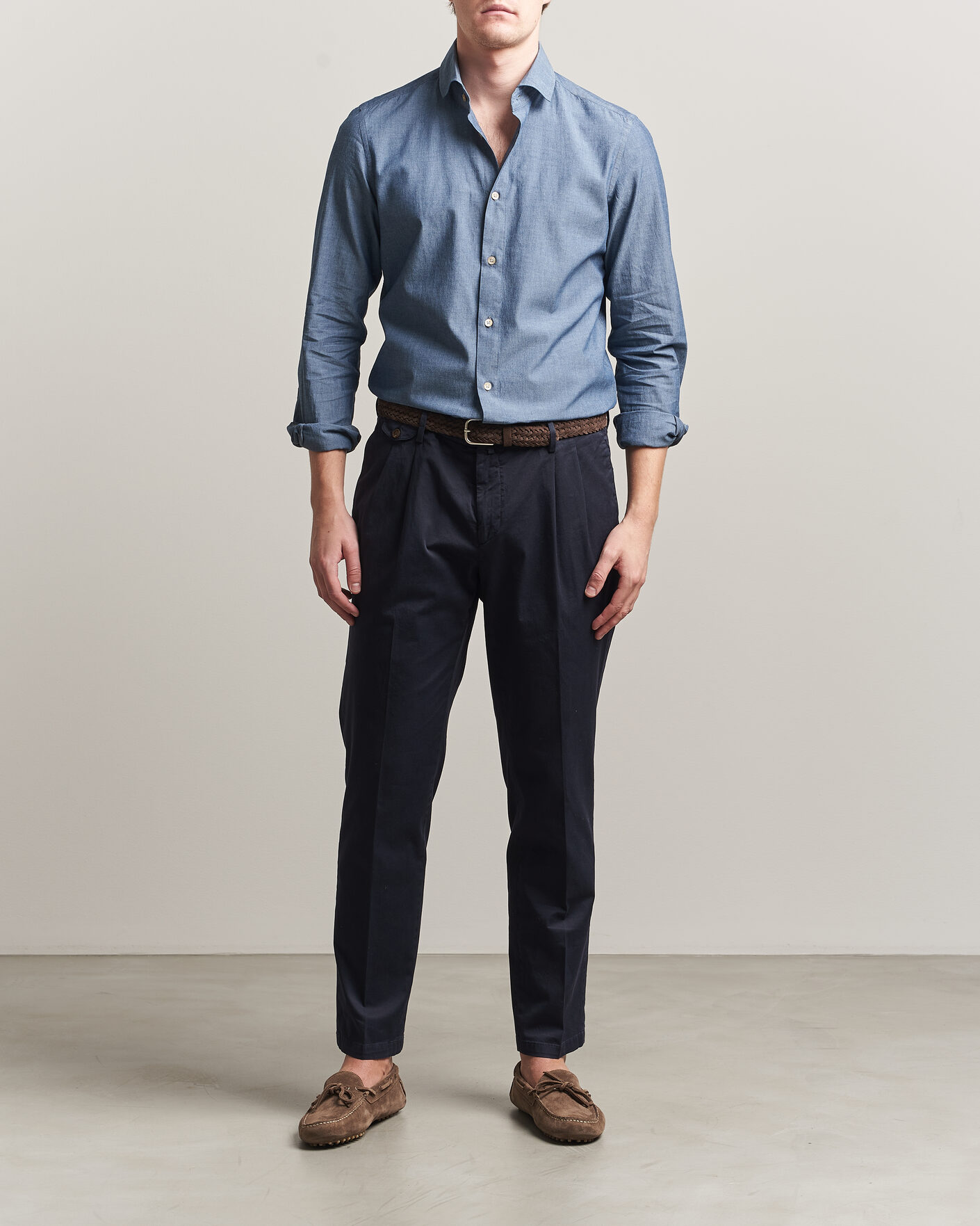 Mies | Kauluspaidat | Boglioli | Chambray Shirt Medium Blue
