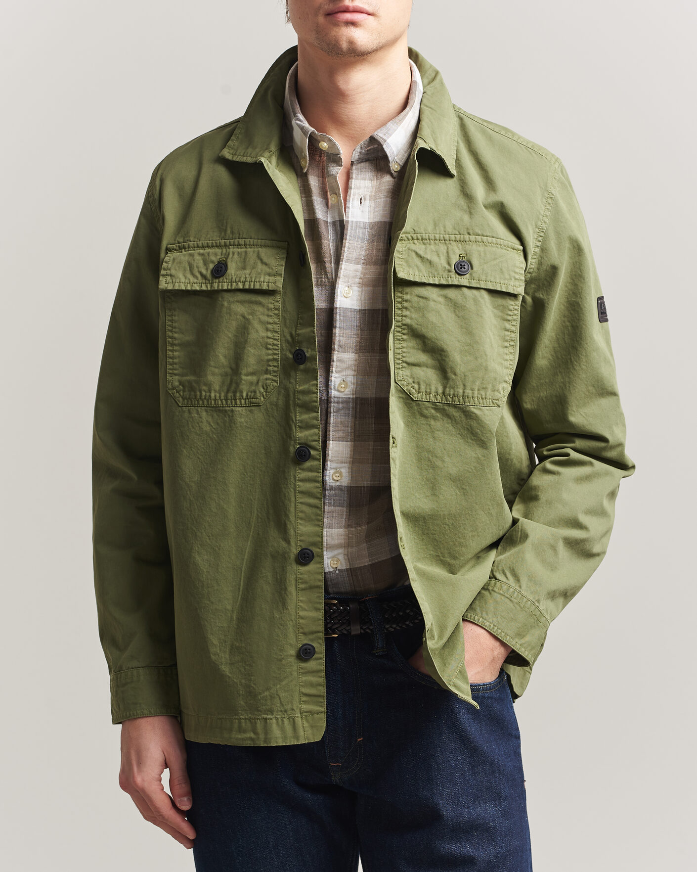 Mies | Kauluspaidat | Barbour International | Arlo Cotton Overshirt Burnt Olive