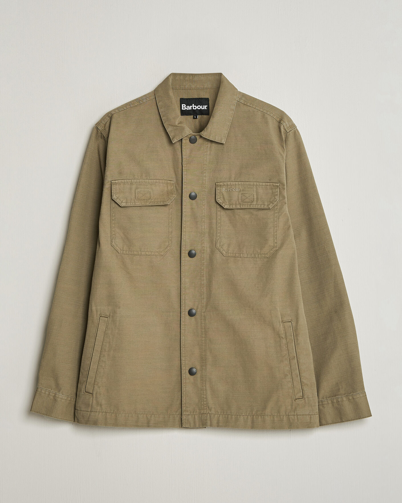 Mies | Kauluspaidat | Barbour Lifestyle | Draftmen Cotton Slub Overshirt Grey Olive