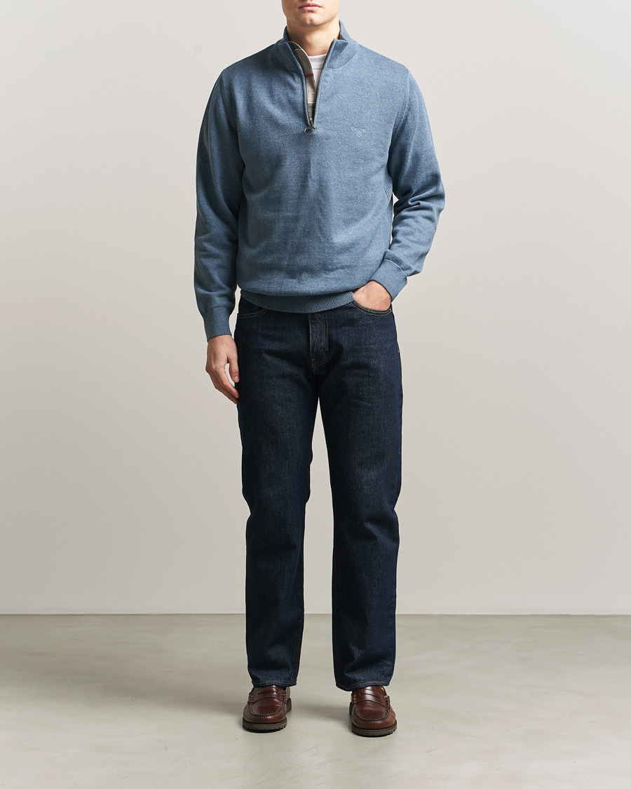 Mies | Puserot | Barbour Lifestyle | Cotton Half Zip Dusk Blue