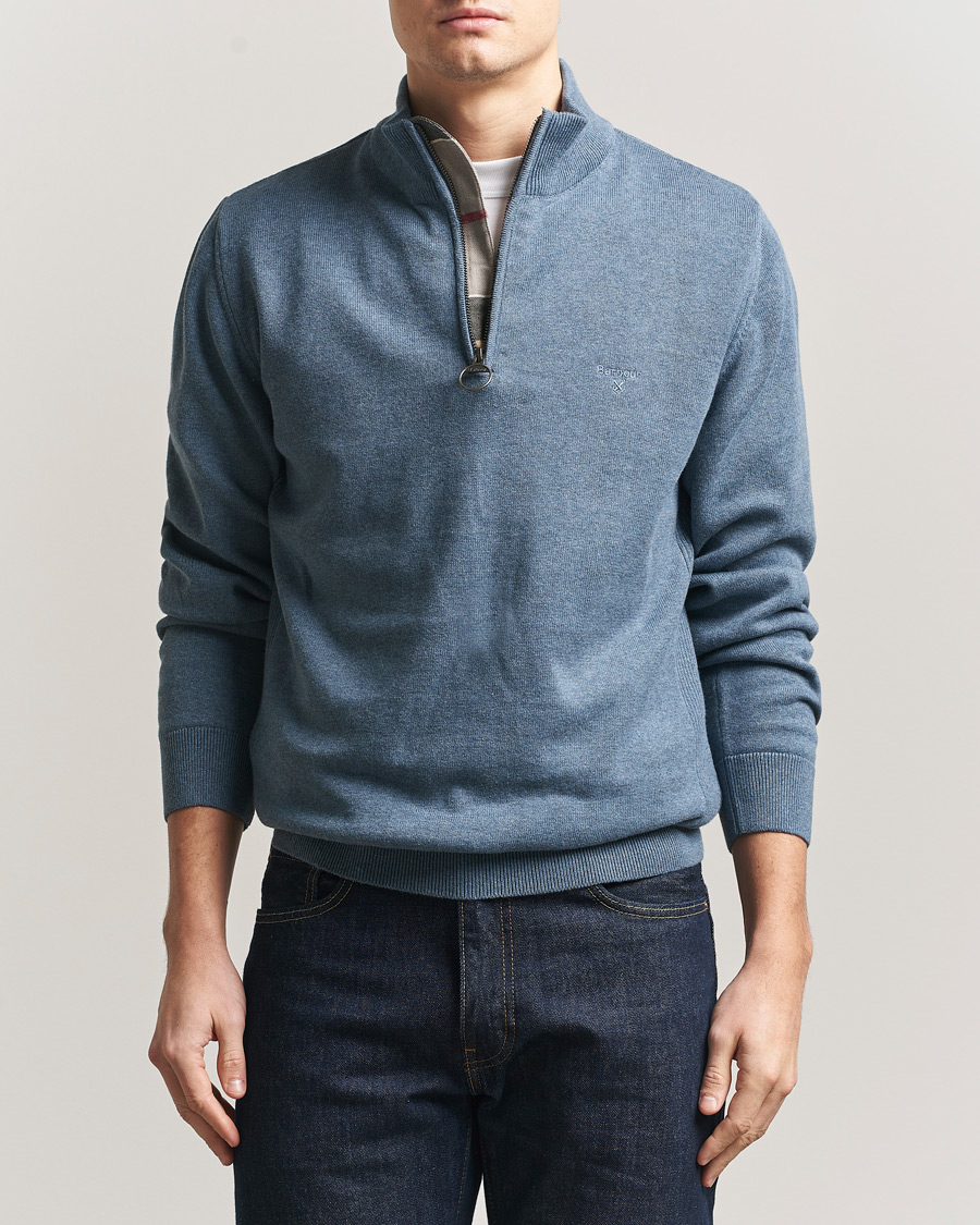 Mies | Puserot | Barbour Lifestyle | Cotton Half Zip Dusk Blue