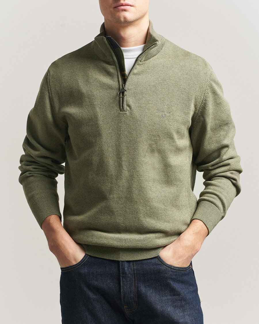 Mies | Puserot | Barbour Lifestyle | Cotton Half Zip Smokey Olive