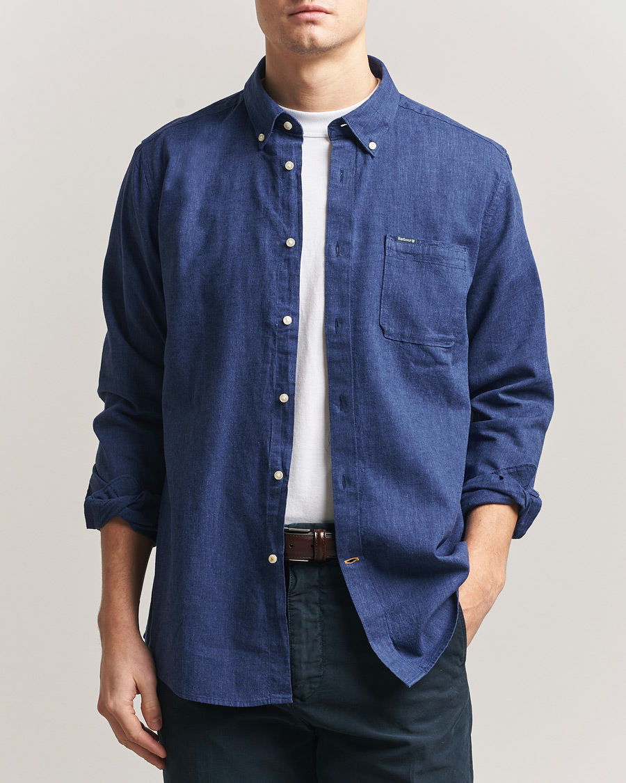 Mies | Kauluspaidat | Barbour Lifestyle | Nelson Linen/Cotton Shirt Indigo