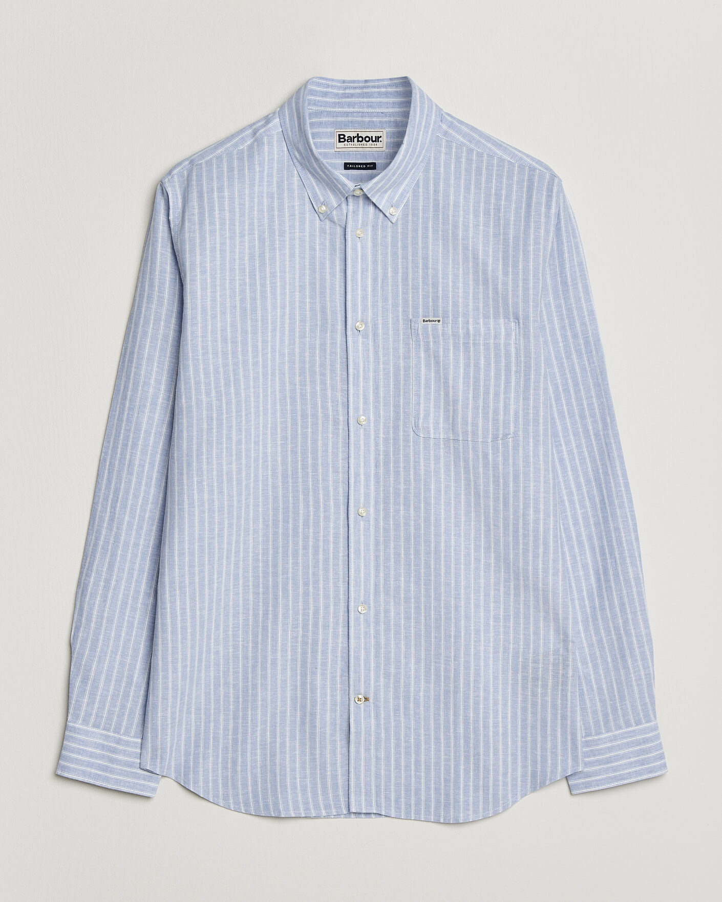 Mies | Kauluspaidat | Barbour Lifestyle | Nelson Striped Linen/Cotton Shirt Blue