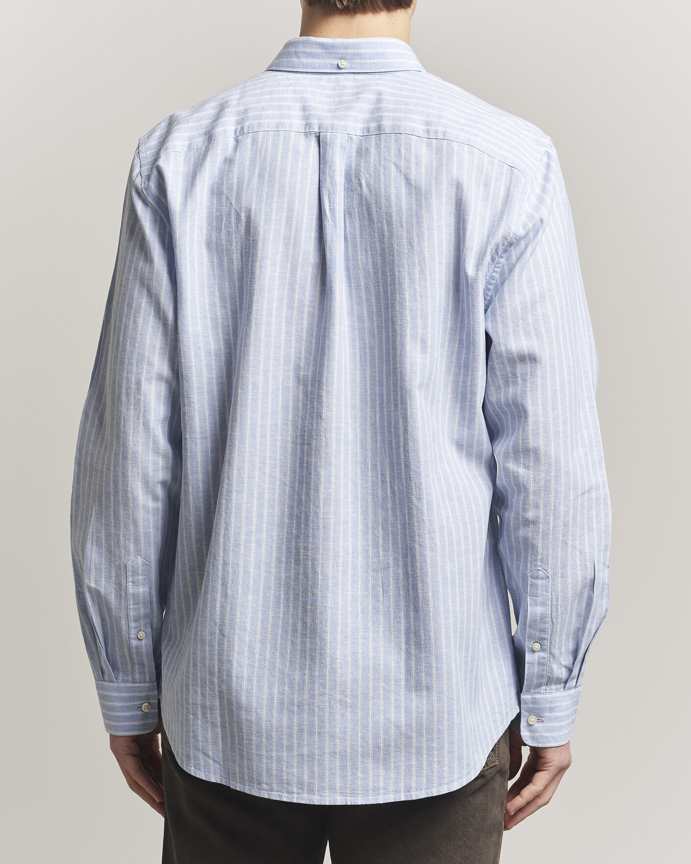 Mies | Kauluspaidat | Barbour Lifestyle | Nelson Striped Linen/Cotton Shirt Blue