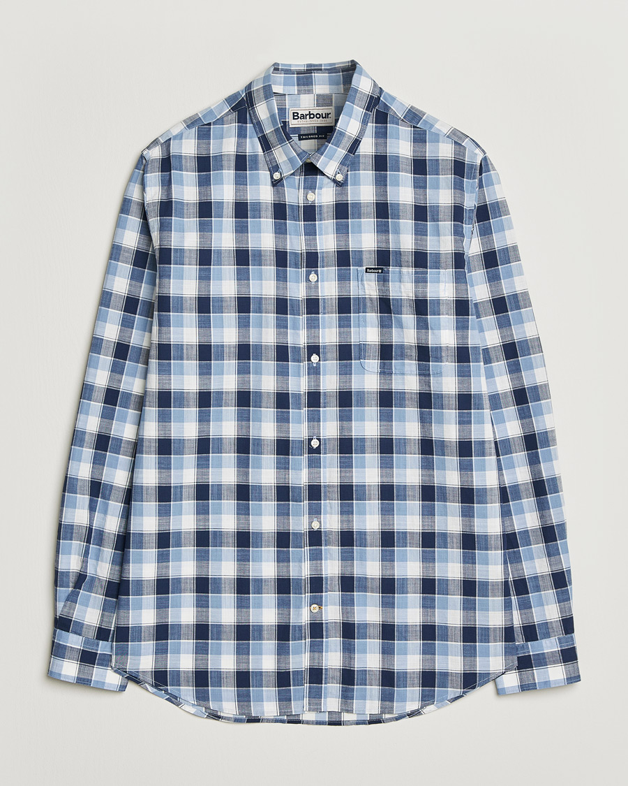 Mies | Kauluspaidat | Barbour Lifestyle | Harwood Gingaham Cotton Shirt Blue