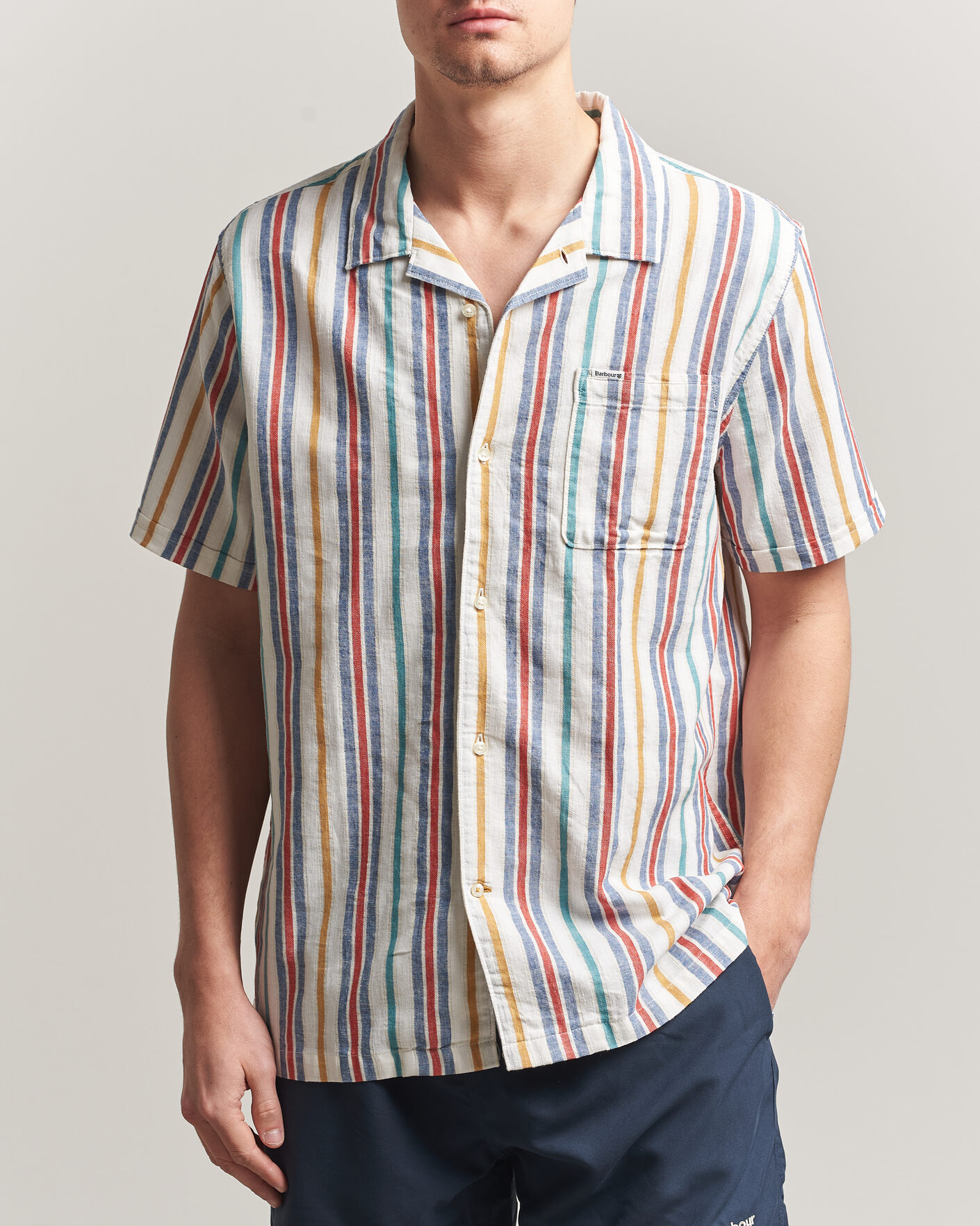Mies | Kauluspaidat | Barbour Lifestyle | Waterbay Striped Summer Fit Shirt White
