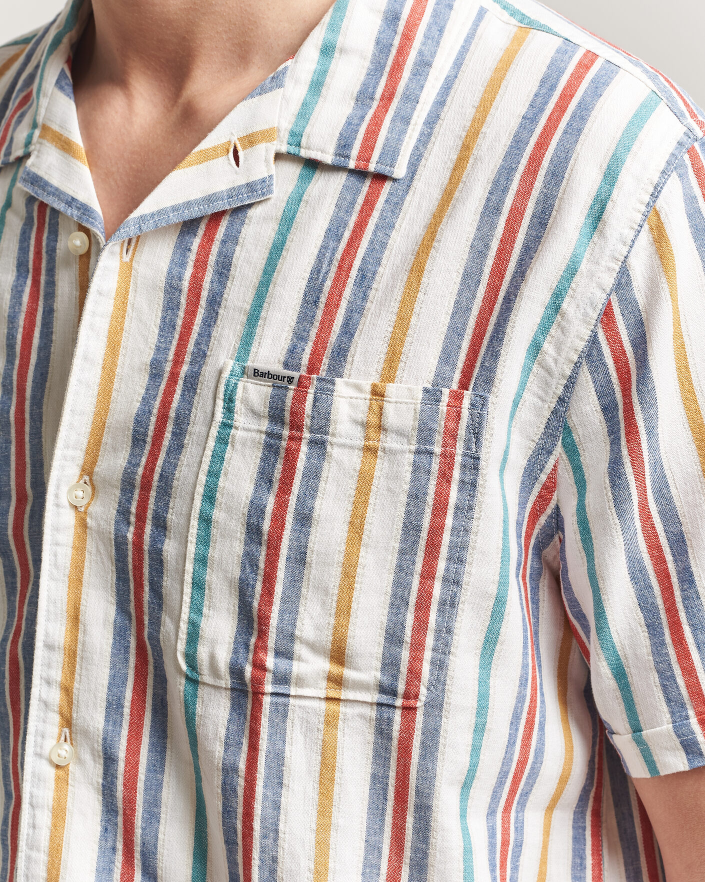 Mies | Kauluspaidat | Barbour Lifestyle | Waterbay Striped Summer Fit Shirt White