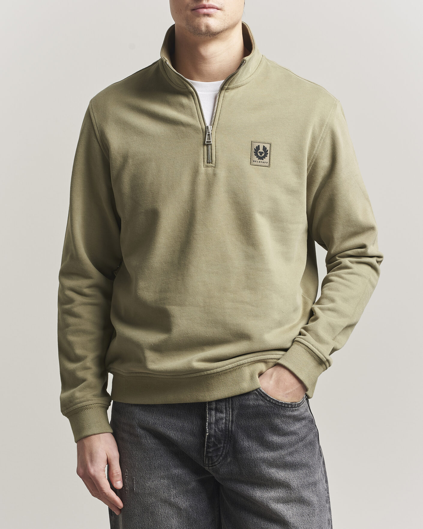 Mies | Puserot | Belstaff | Signature Half Zip Sweatshirt Fatigue Green