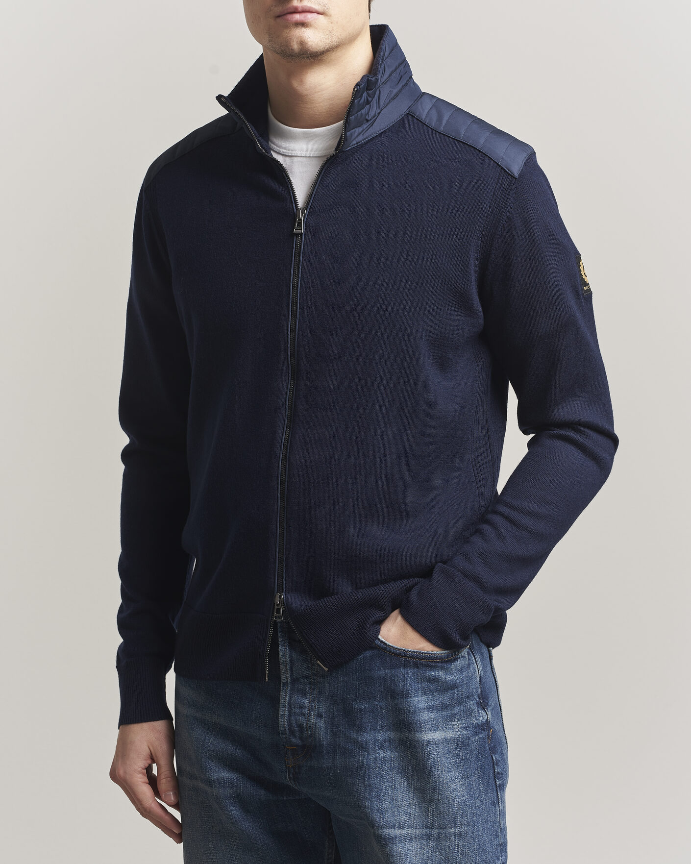 Mies | Puserot | Belstaff | Kelby Knitted Full Zip Dark Ink