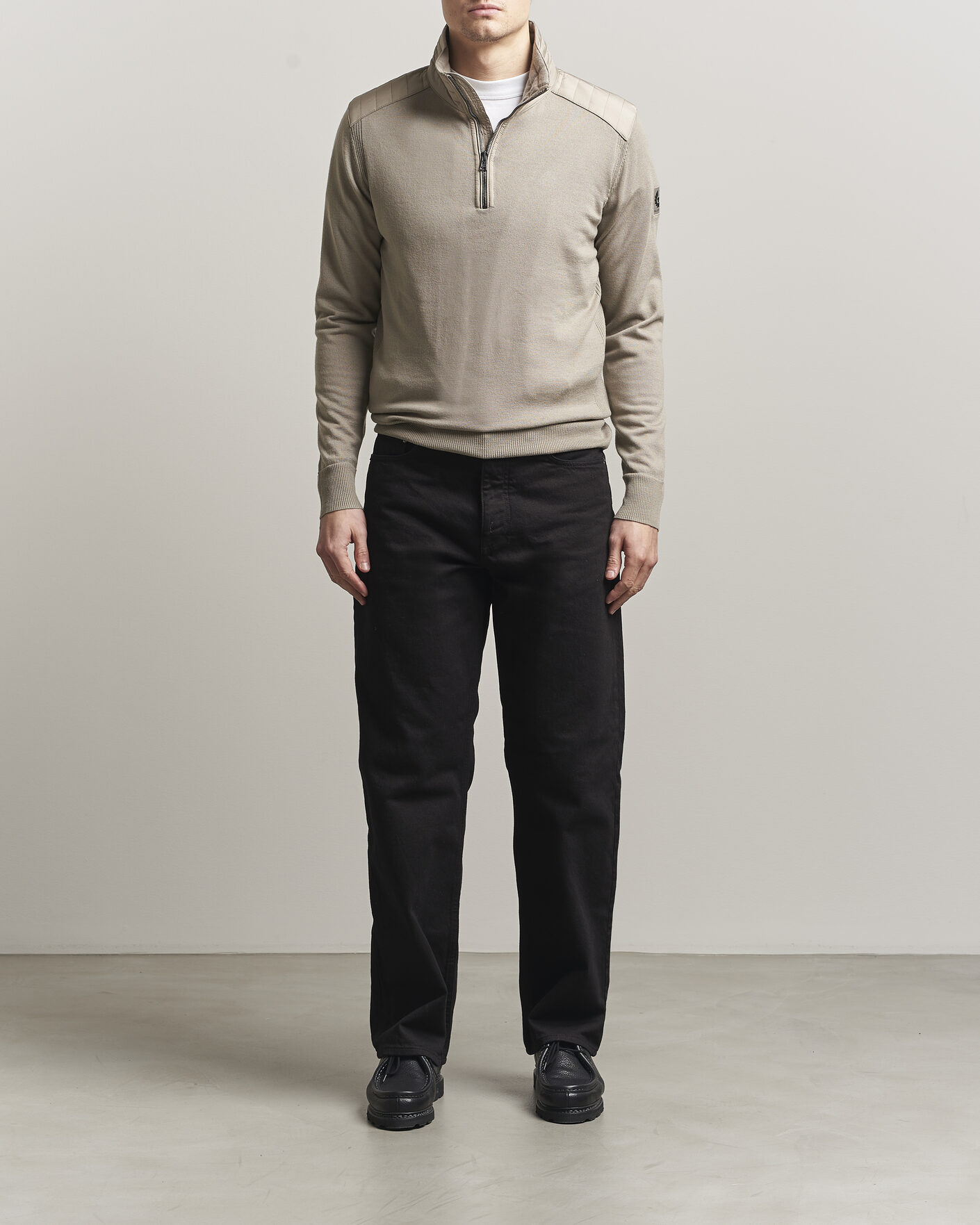 Mies | Puserot | Belstaff | Klimington Knitted Half Zip Dark Sand