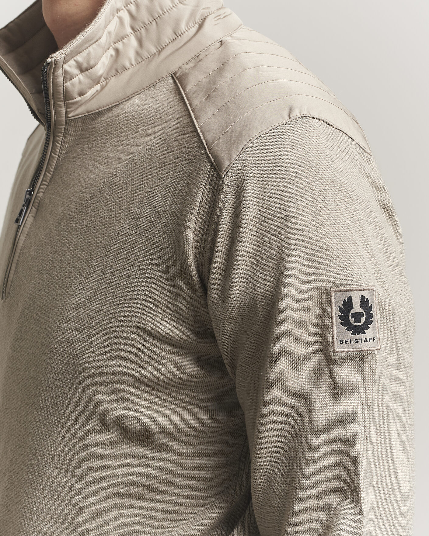 Mies | Puserot | Belstaff | Klimington Knitted Half Zip Dark Sand