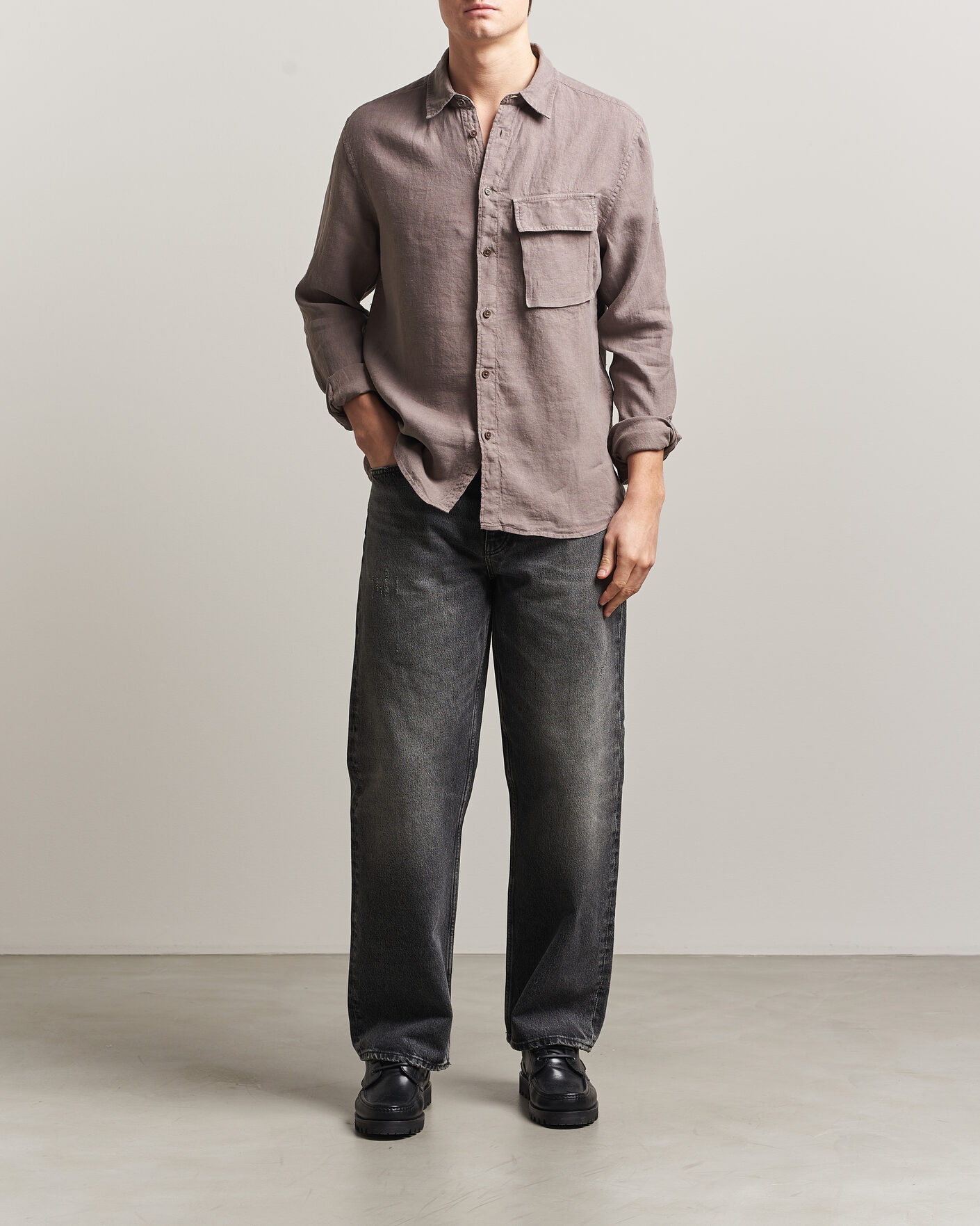 Mies | Kauluspaidat | Belstaff | Scale Linen Shirt Asphalt
