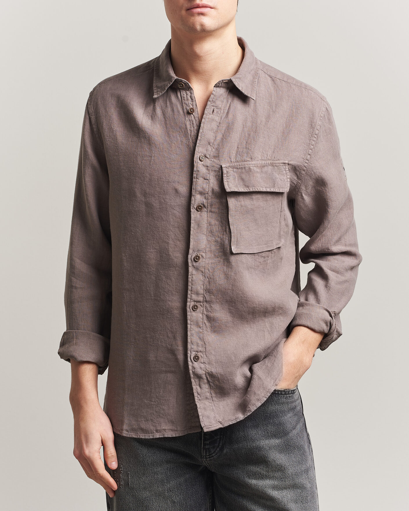 Mies | Kauluspaidat | Belstaff | Scale Linen Shirt Asphalt