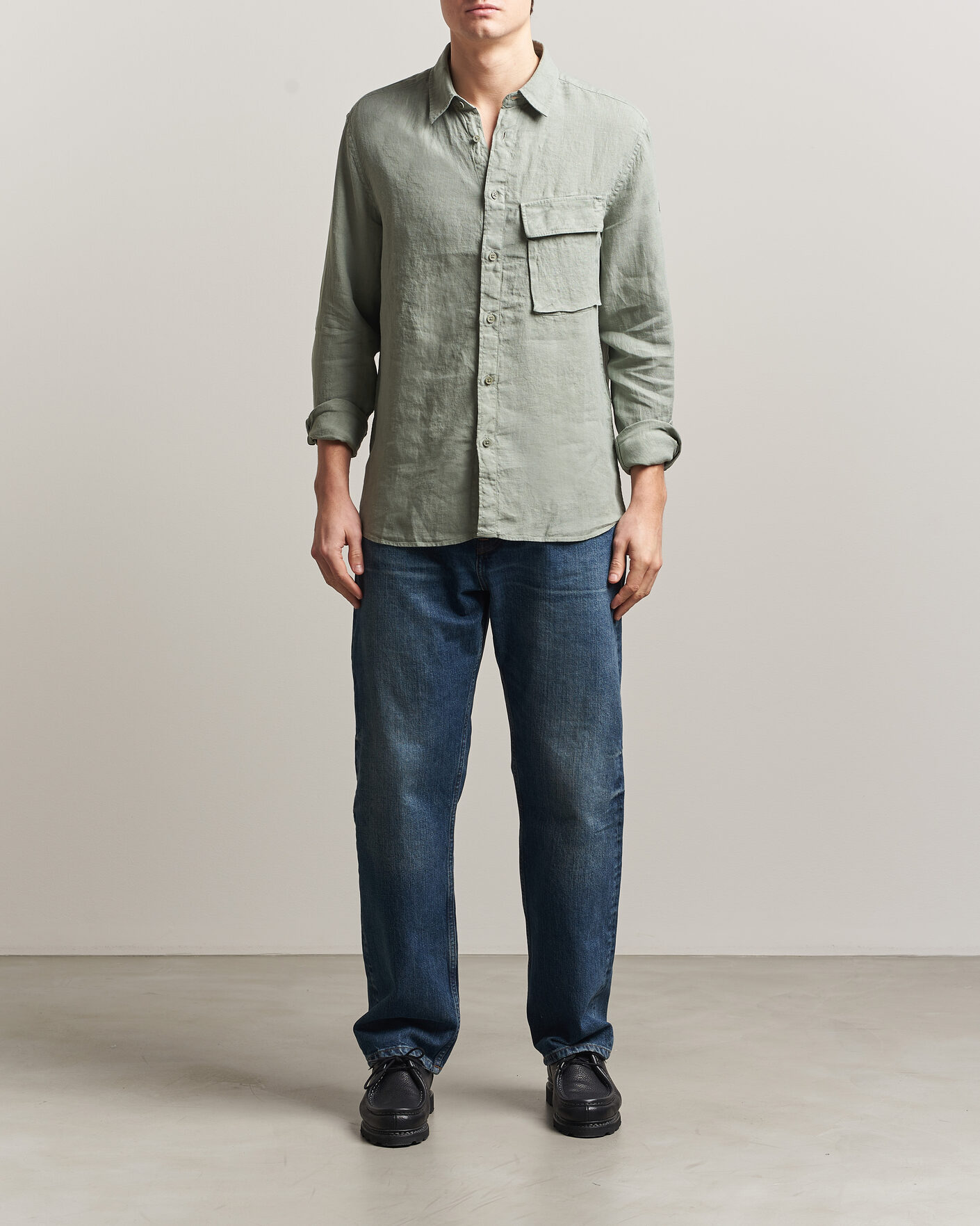 Mies | Kauluspaidat | Belstaff | Scale Linen Shirt Lichen