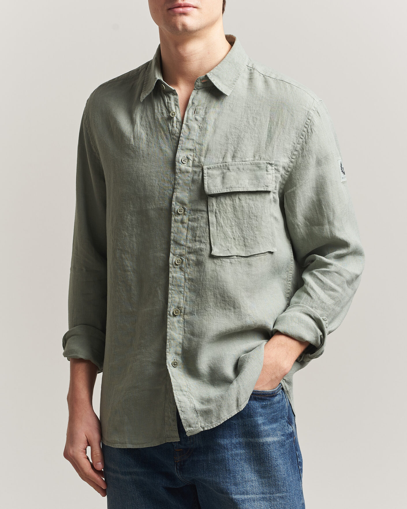 Mies | Kauluspaidat | Belstaff | Scale Linen Shirt Lichen