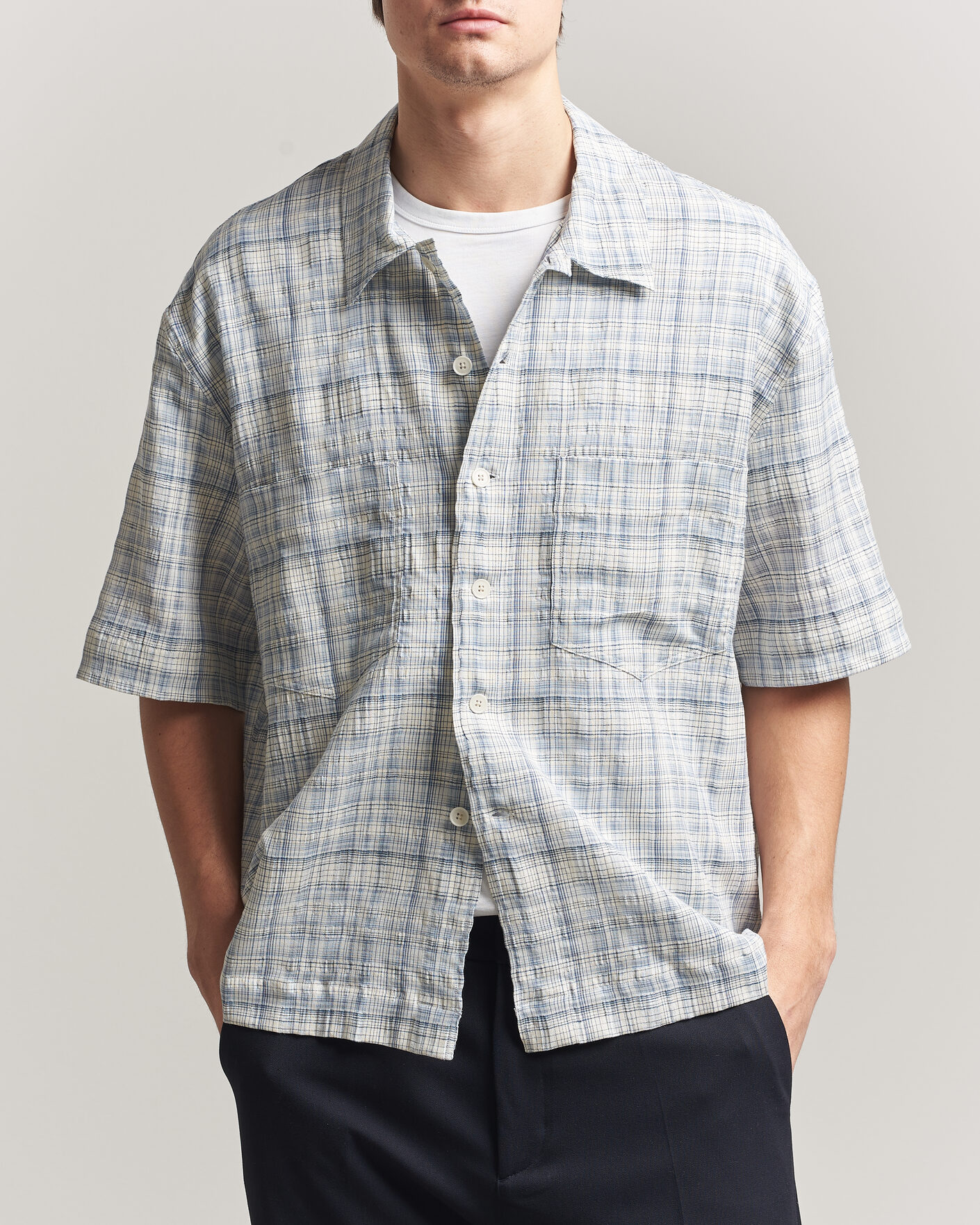 Mies | Kauluspaidat | Sunflower | Adam Short Sleeve Shirt Light Blue Check