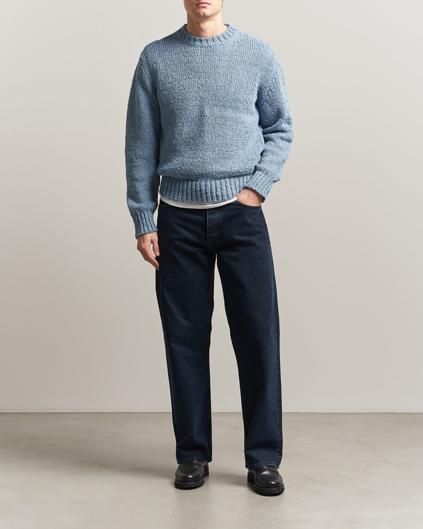 Mies | Puserot | Sunflower | Frederik Cotton Blend Sweater Light Blue