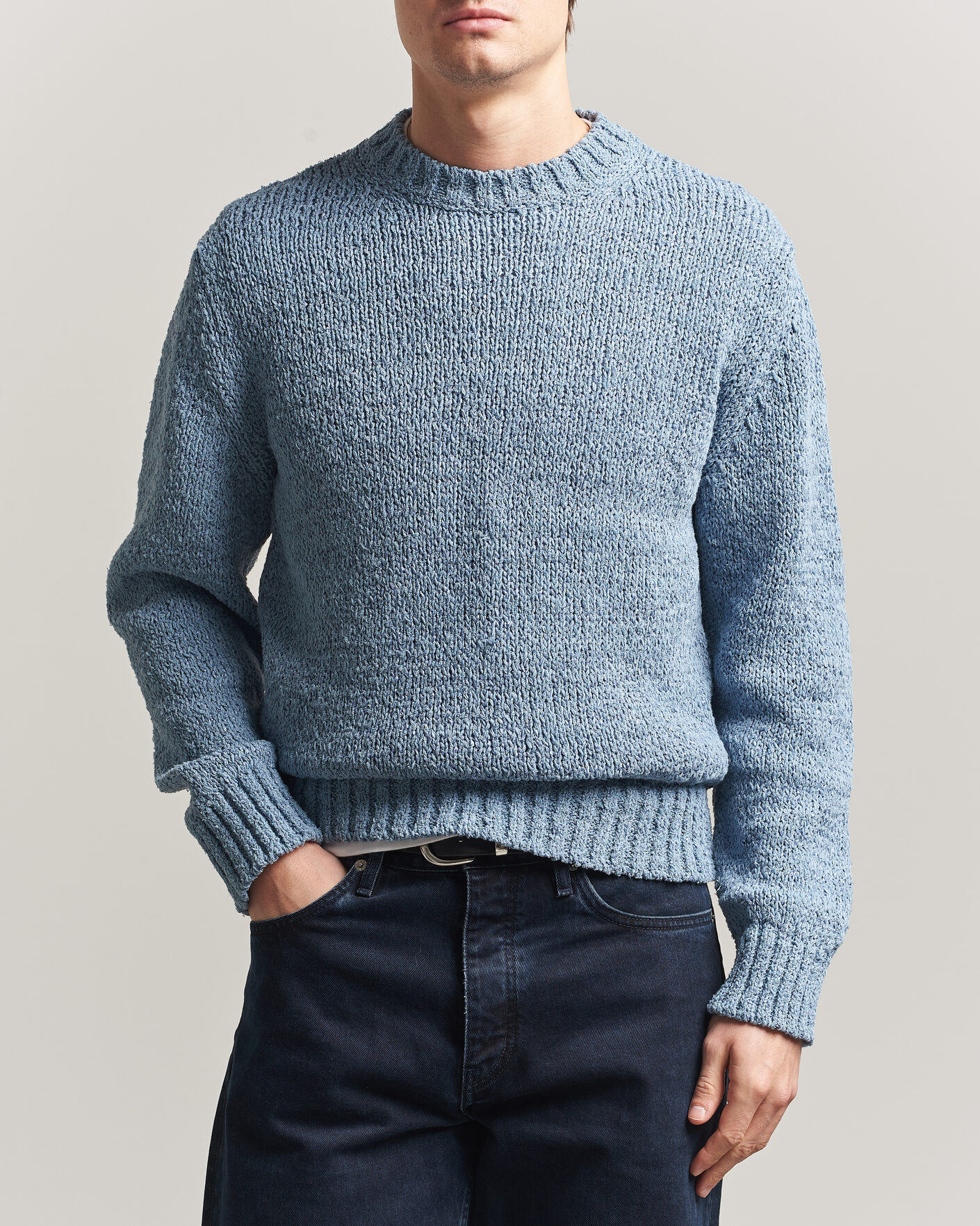 Mies | Puserot | Sunflower | Frederik Cotton Blend Sweater Light Blue