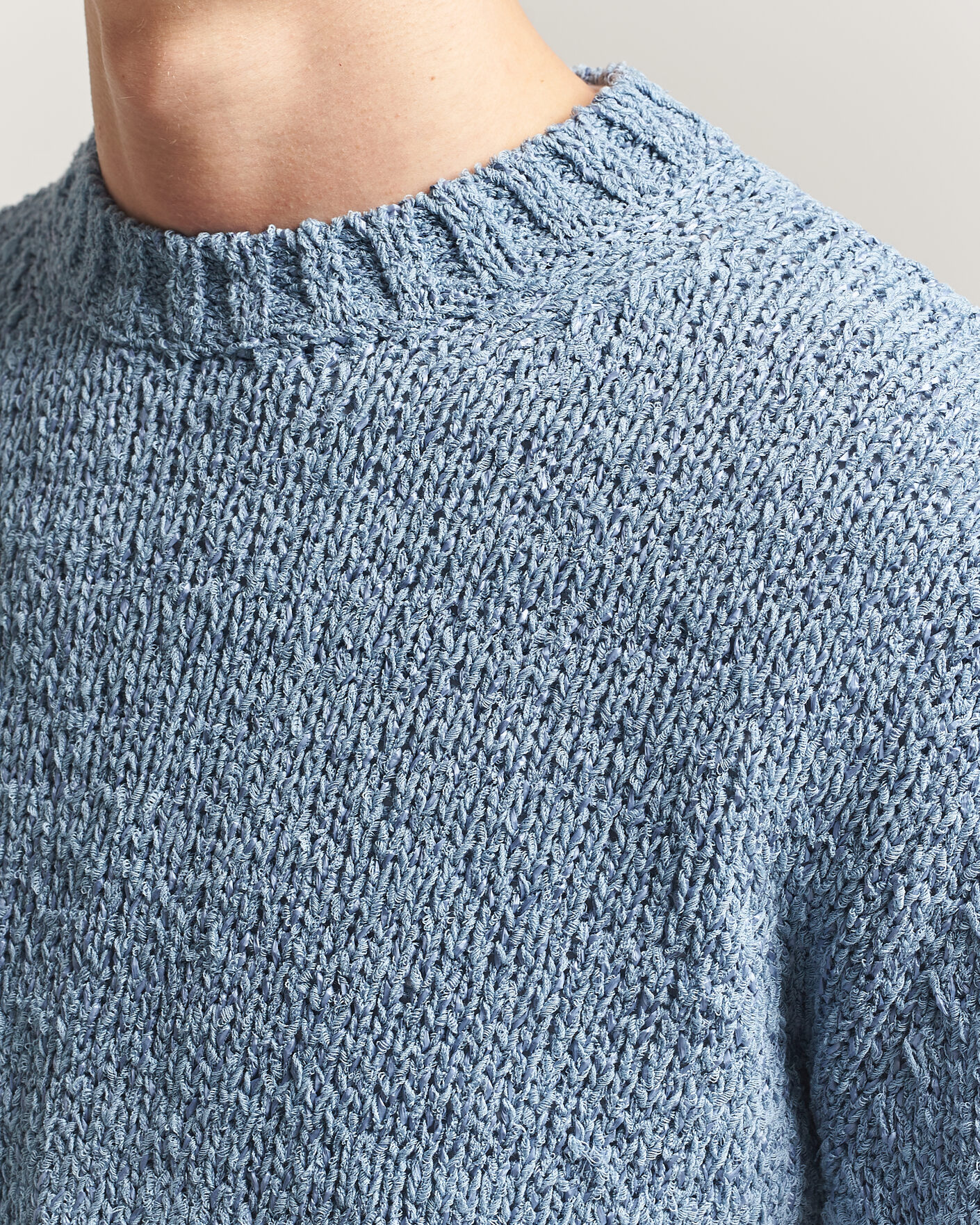 Mies | Puserot | Sunflower | Frederik Cotton Blend Sweater Light Blue