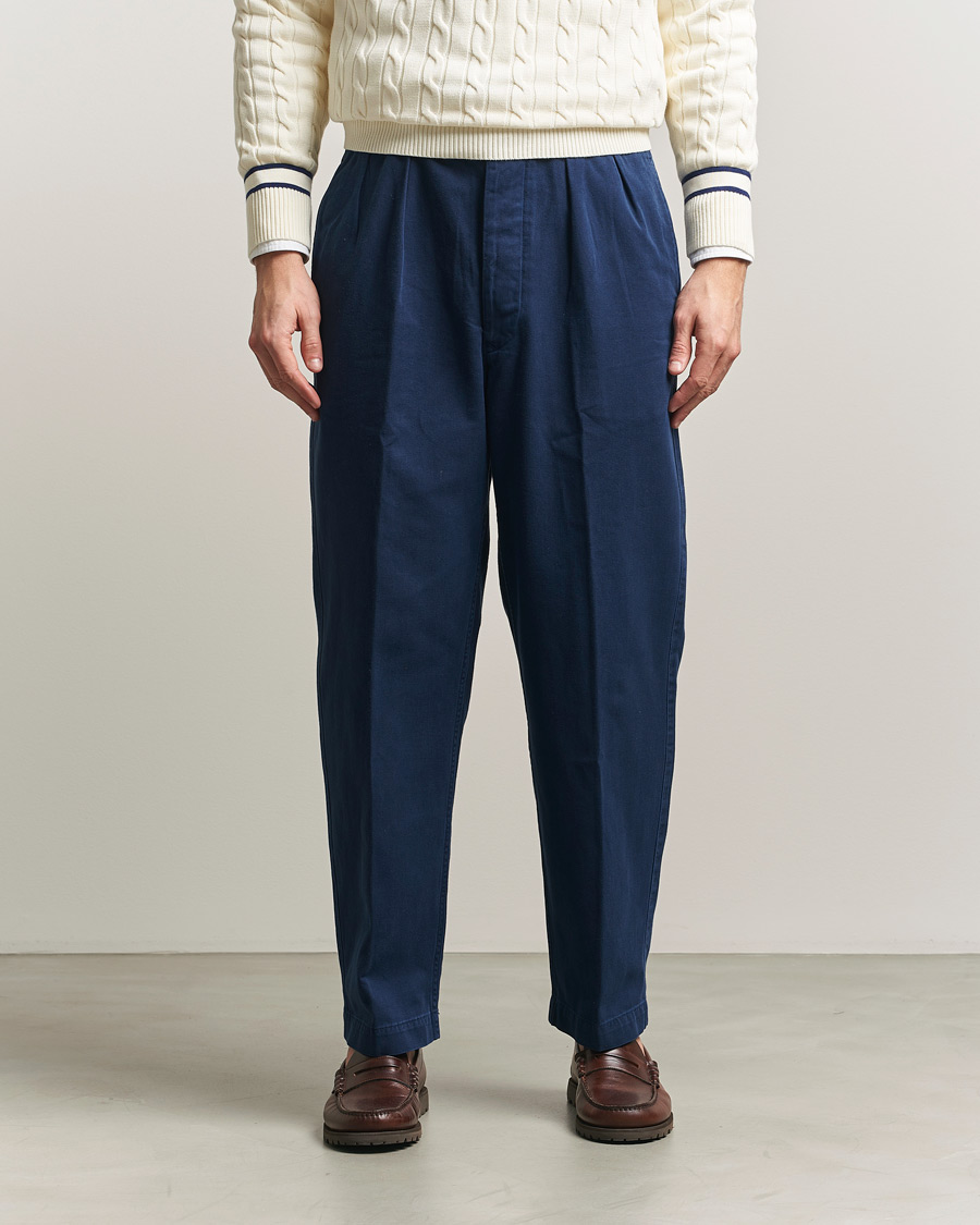 Mies | Housut | Polo Ralph Lauren | Pleated Cotton Twill Chinos Dark Cobalt