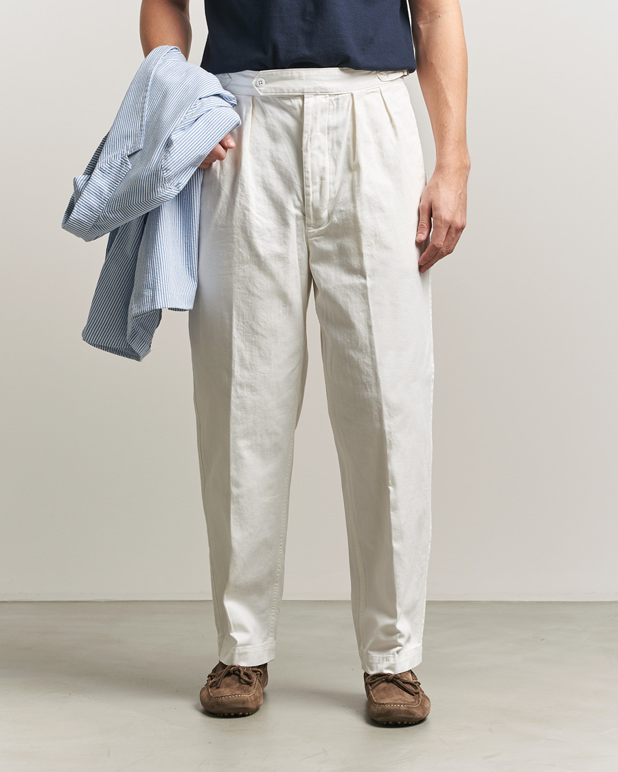 Mies | Housut | Polo Ralph Lauren | Pleated Cotton Twill Chinos Deckwash White