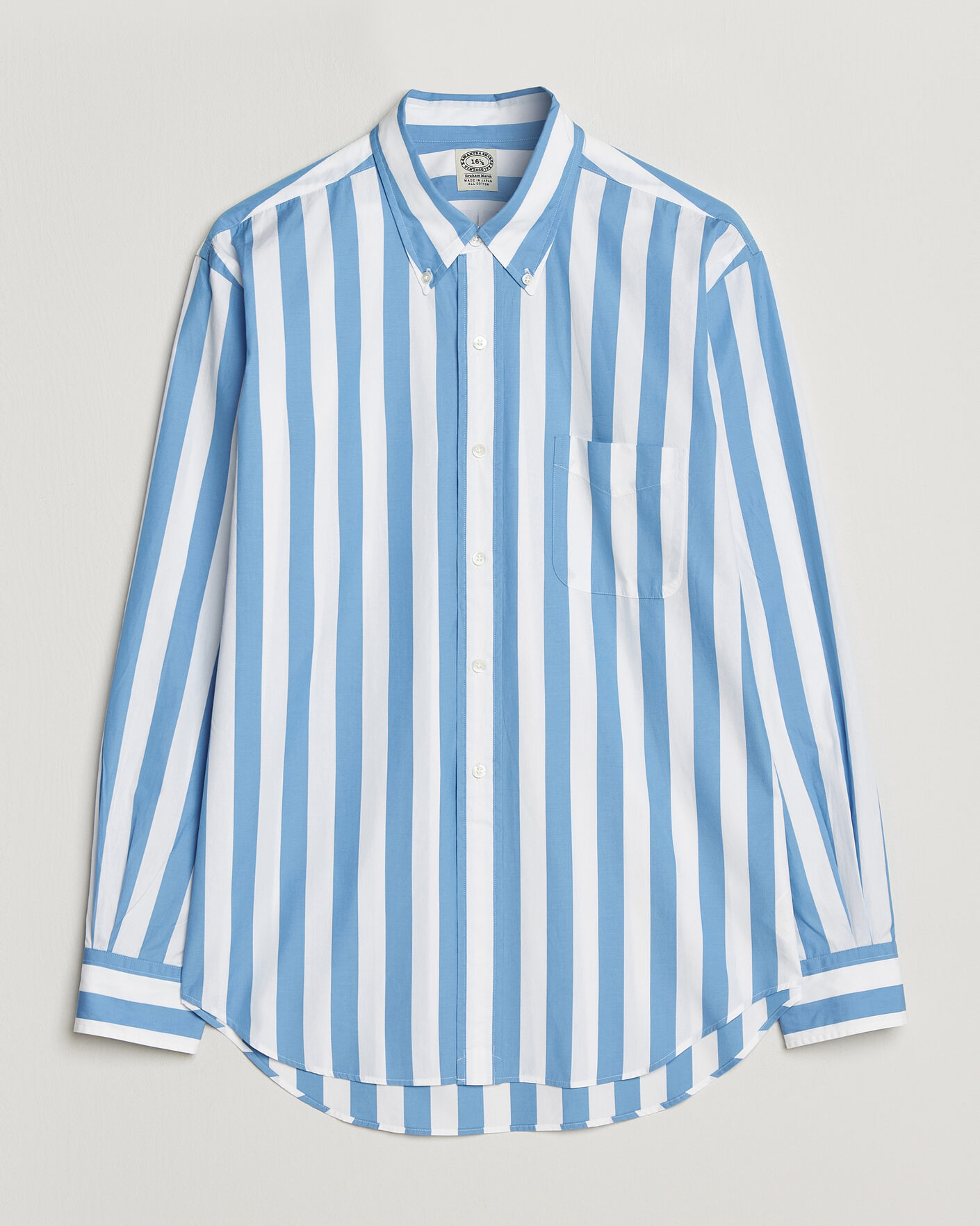 Mies | Kauluspaidat | Kamakura Shirts | Vintage Ivy Button Down Shirt Bold Blue Stripe