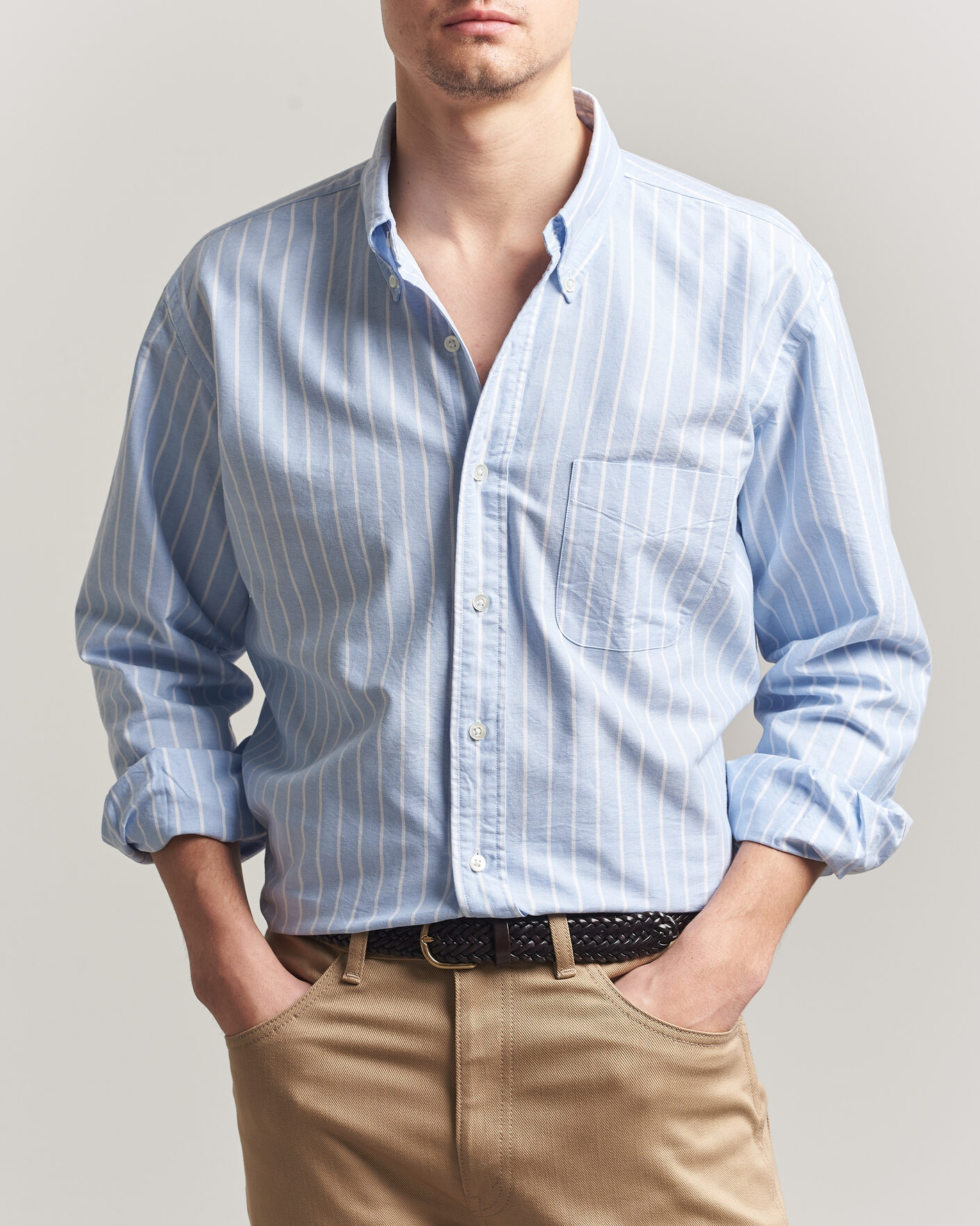 Mies | Kauluspaidat | Kamakura Shirts | Vintage Ivy Oxford BD Shirt Blue Blazer Stripe