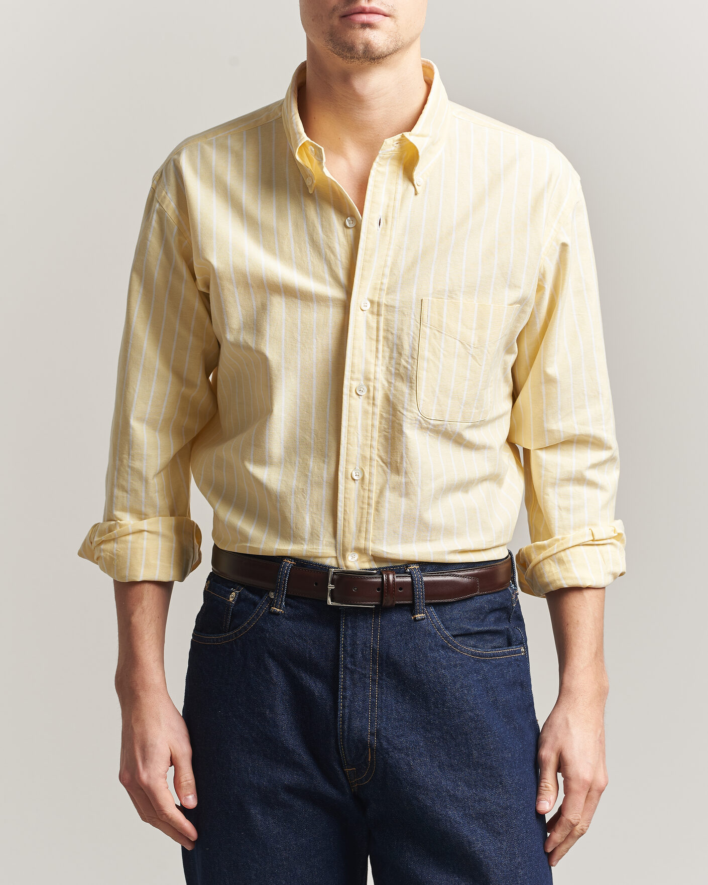 Mies | Kauluspaidat | Kamakura Shirts | Vintage Ivy Oxford BD Shirt Yellow Blazer Stripe