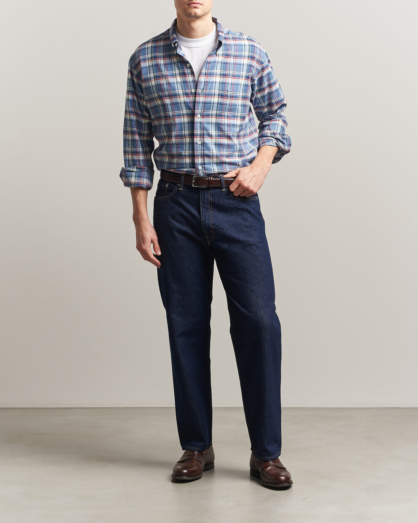 Mies | Kauluspaidat | Kamakura Shirts | Vintage Ivy Button Down Shirt Blue Madras