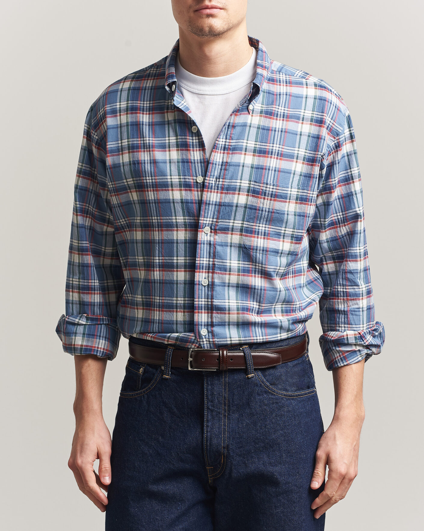 Mies | Kauluspaidat | Kamakura Shirts | Vintage Ivy Button Down Shirt Blue Madras