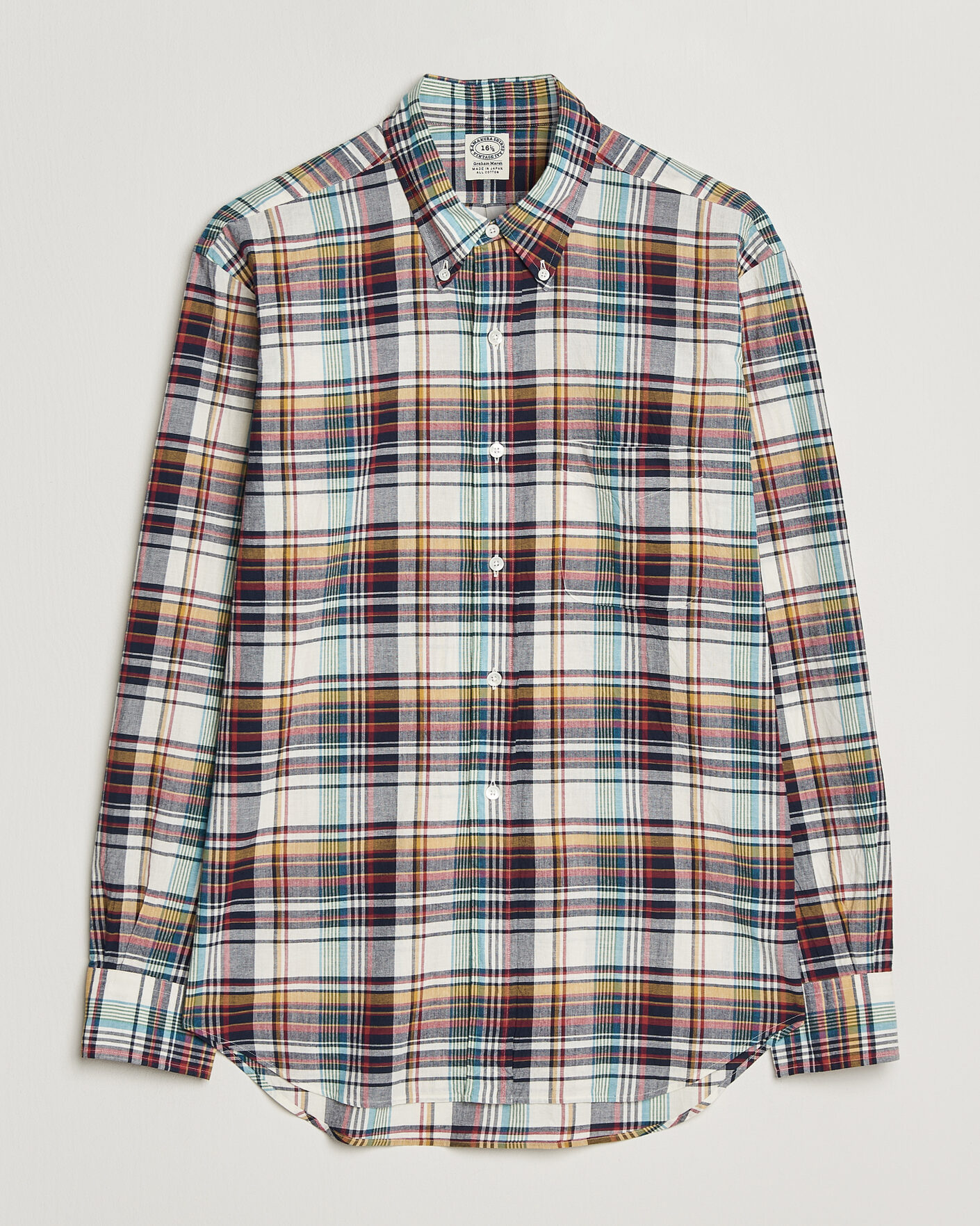 Mies | Kauluspaidat | Kamakura Shirts | Vintage Ivy Button Down Shirt Yellow Madras