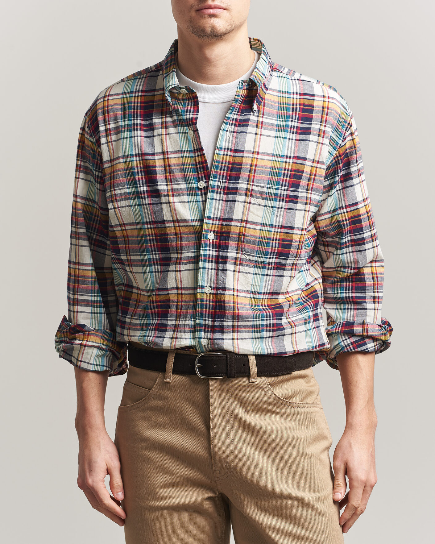 Mies | Kauluspaidat | Kamakura Shirts | Vintage Ivy Button Down Shirt Yellow Madras