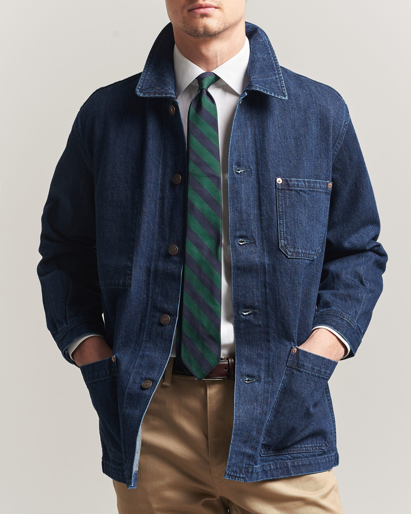 Mies | Takit | Kamakura Shirts | French Work Jacket Dark Denim