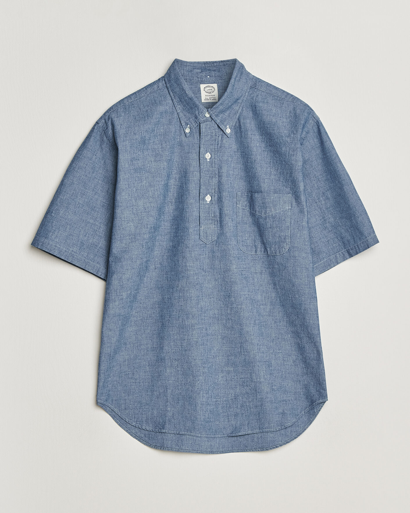 Mies | Kauluspaidat | Kamakura Shirts | Vintage Ivy Half Sleeve Chambray Popover Blue